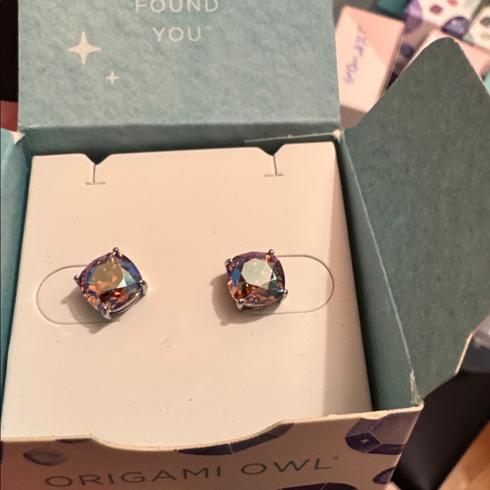 Origami Owl CER0124 Collectors Mini Clara earring with Colorado topaz crystal